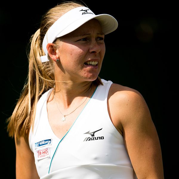 Johanna Larsson under Wimbledon i fjol, en av hennes sista tävlingar.