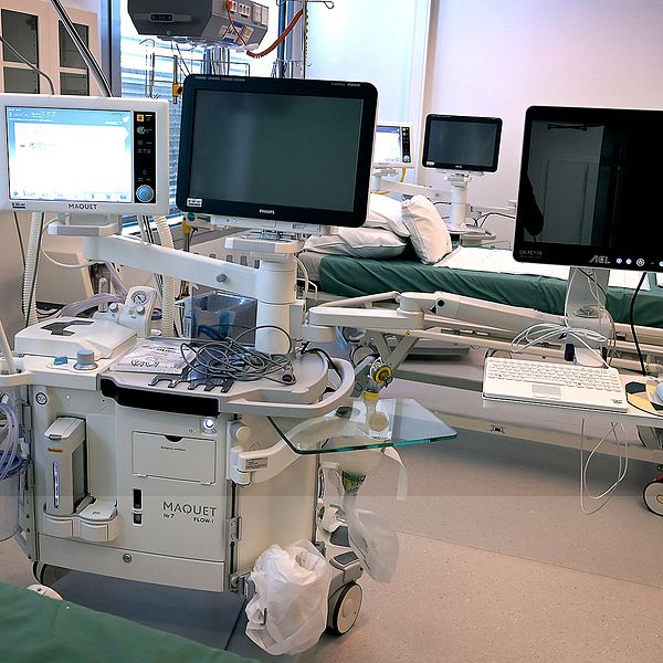 Tillfälliga intensivvårdsplatser på Karolinska Universitetssjukhuset i Huddinge.
