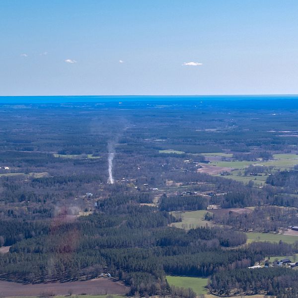 Stoffvirvel sedd från ovan, Nybro Småland 19 april 2020.