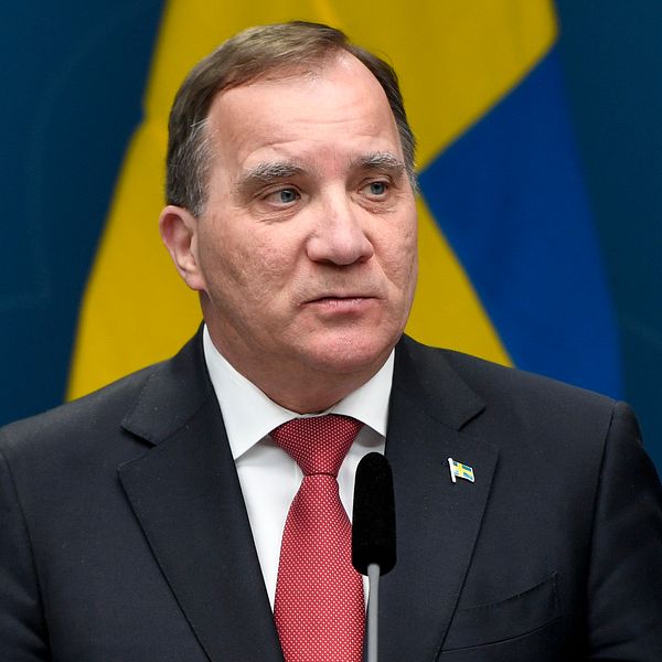 Statsminister Stefan Löfvén vid en tidigare presskonferens