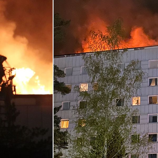Här brinner flerbostadshuset i Järfälla. Se den dramatiska insatsen.