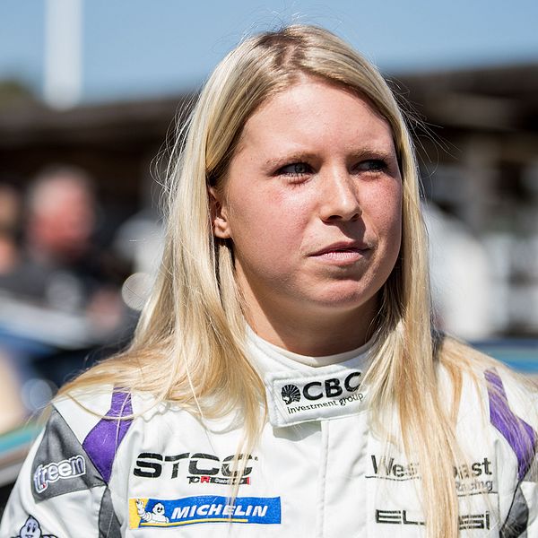 Jessica Bäckman under säsongspremiären av STCC 2018. Arkivbild.
