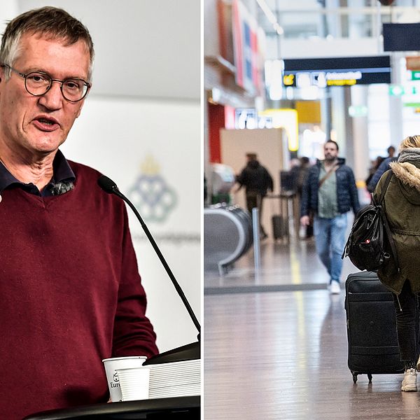 Statsepidemiolog Anders Tegnell och Arlanda flygplats.