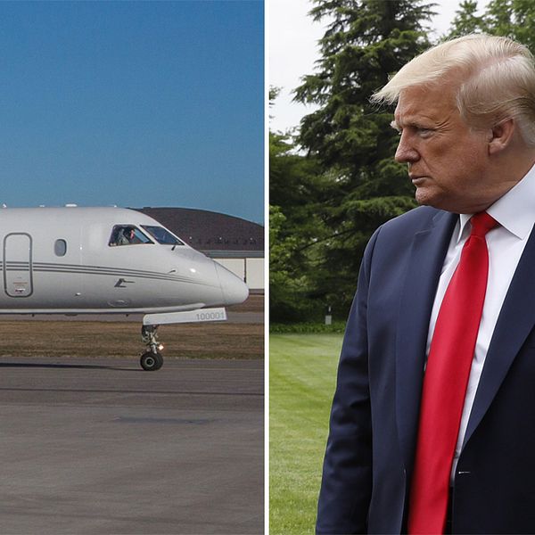 Det före detta regeringsflygplan (Saab 340) utrustad med specialkamera som Försvarsmakten använder för att fotografera militär och civil infrastruktur, enligt avtalet Open Skies och USA:s president Donald Trump.