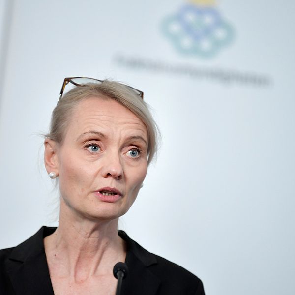 Karin Tegmark Wisell, avdelningschef, Folkhälsomyndigheten, under torsdagens myndighetsgemensamma pressträff om covid-19.