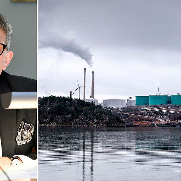 Claes-Göran Sundberg, lagman i mark- och miljööverdomstolen, lämnar beskedet om Mark- och miljööverdomstolens positiva beslut om Preems planerade utbyggnad av raffinaderiet utanför Lysekil