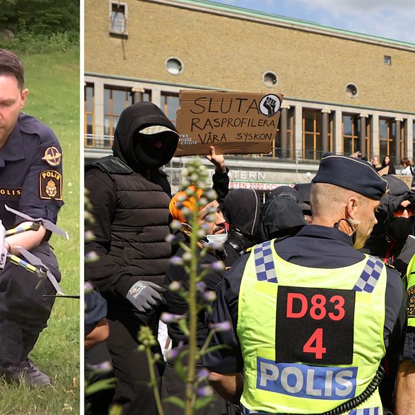 Daniel Ek demonstrerar en drönare som kommer att få en allt större betydelse i Göteborg, efter Black Lives Matter-demonstrationen som nyligen urartade.