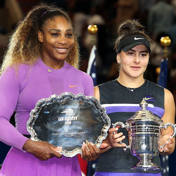 Serena Williams och Bianca Andreescu efter finalen i US Open, september 2019.