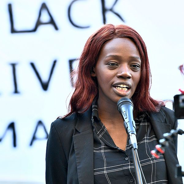 Aysha Jones talade under den digitala demonstrationen 9 juni.