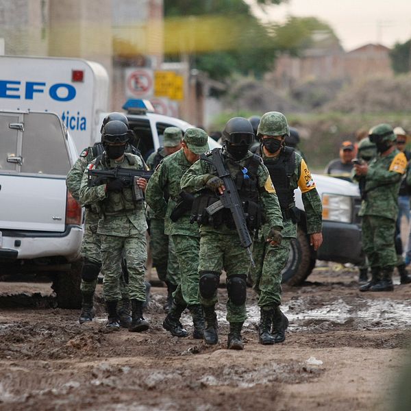 Styrka ur Mexikos nationalgarde på plats i Irapuato där skjutningen ägde rum.