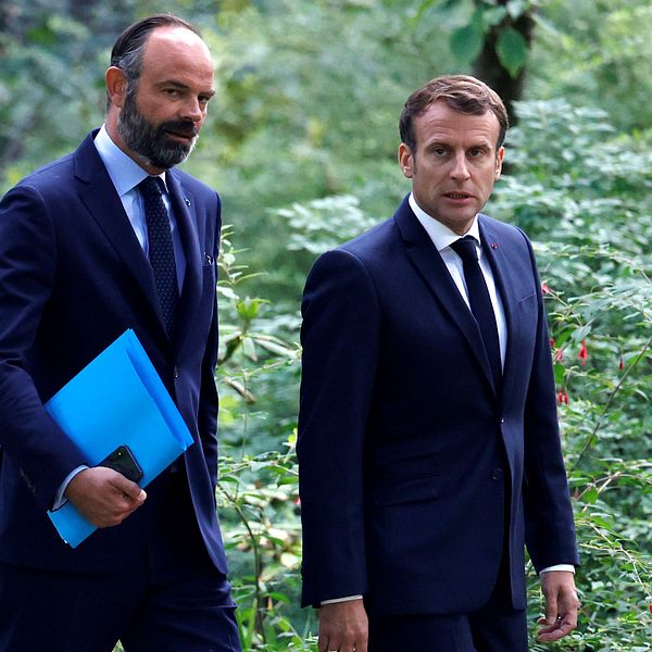 Frankrikes premiärminister Édouard Philippe och president Emmanuel Macron.