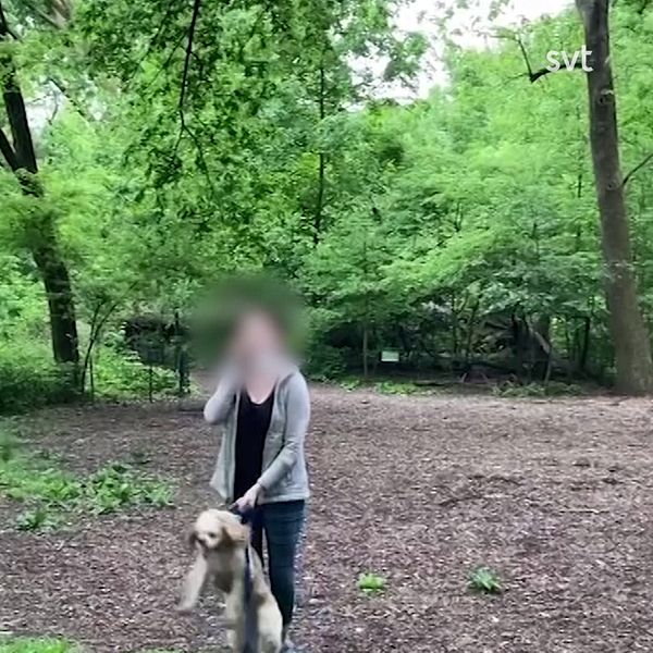 KVinnan med sin hund i Central Park.