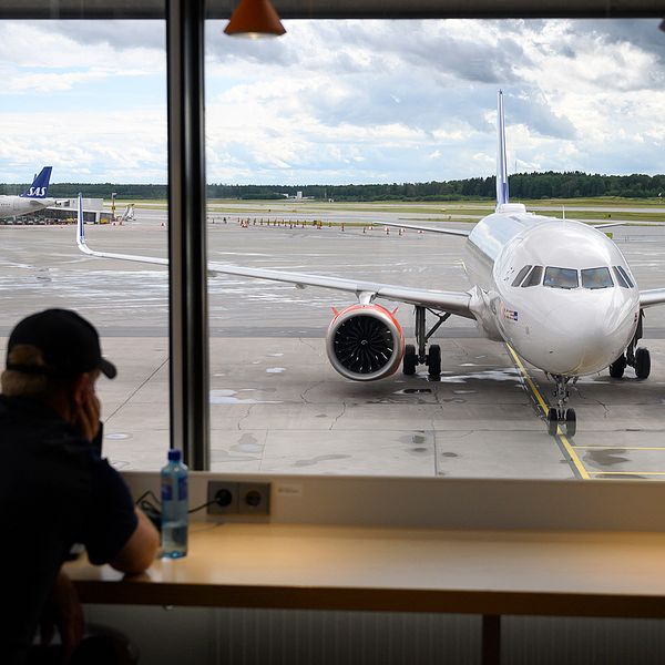 SAS-plan på Terminal 5 på Arlanda flygplats.