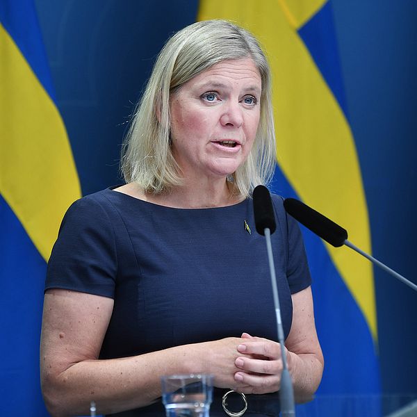 Finansminister Magdalena Andersson (S) håller regeringens pressbriefing på onsdagen.