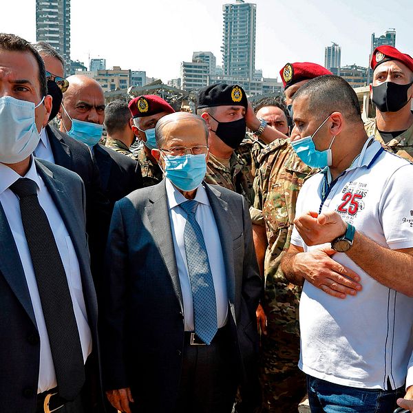 Libanons president Michel Aoun besökte hamnen under onsdagen.