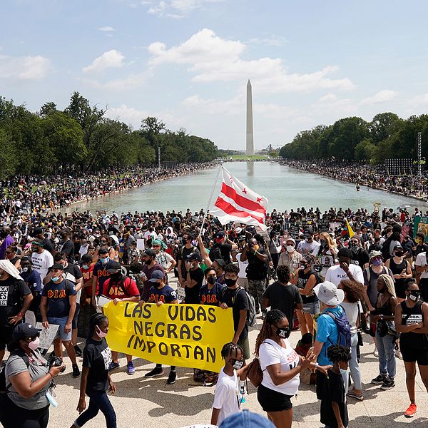 Folk har samlats i Washington för att protestera mot rasism.