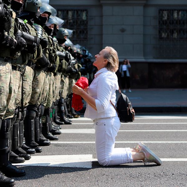 Bild från demonstrationer i Minsk.