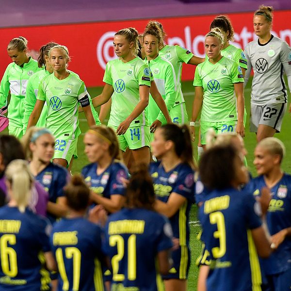 Wolfsburg deppar efter förlusten i Champions League-finalen mot Lyon i söndags.