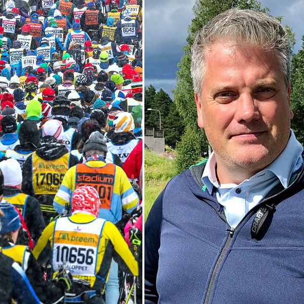 Starten för Vasaloppet 2019 och Vasaloppets vd Johan Eriksson.