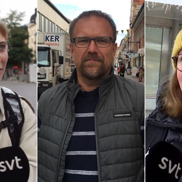 Tre av de tillfrågade personerna: Jana Schultz på gata i Stockholm, Anders Werdin på gata i Kalmar, Lisa Burman på gatan i Umeå.