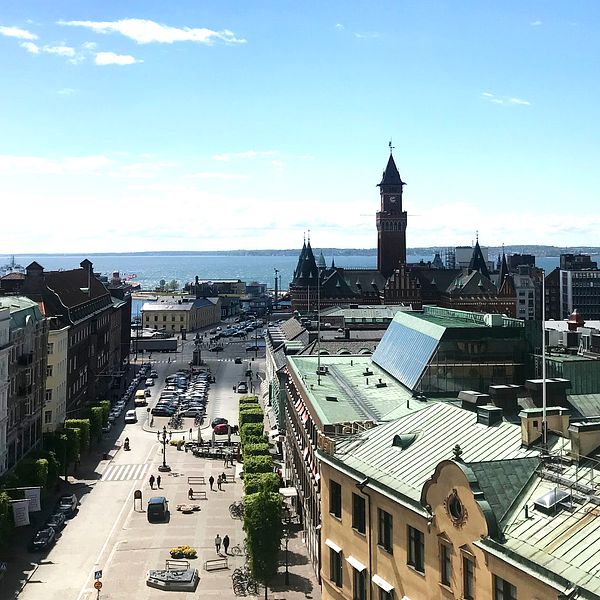 Utsikt från terasstrapporna i Helsingborg