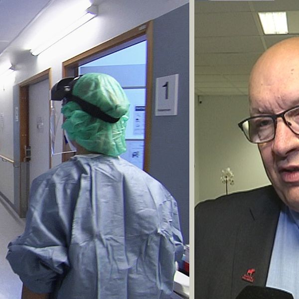 coronasköterskor på sjukhuset och en man moderat i Falun – Ulf berg. Flintskallig och med glasögon.