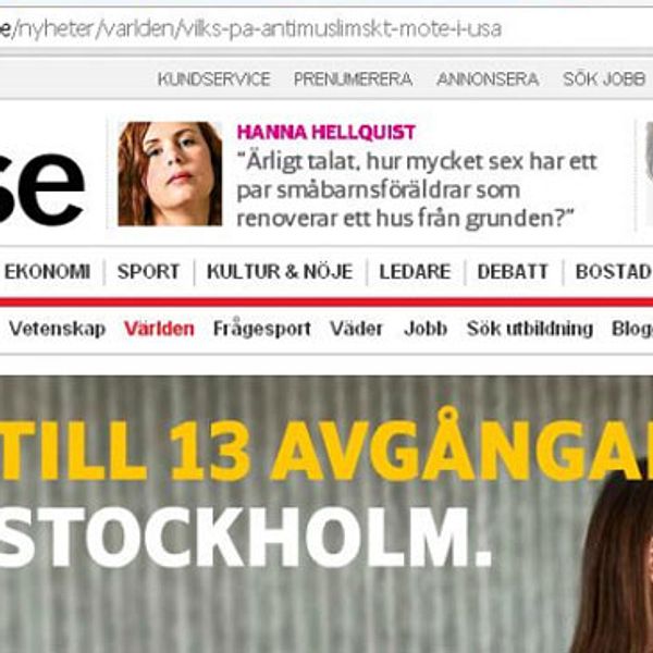 Skillnaderna mellan Dagens Nyheters sajt och hen-versionen är små.