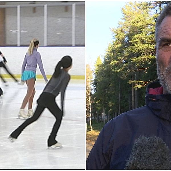 Flickor åker skridskor på isen
