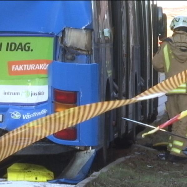 Buss och spårvagnsolycka i Gamlestaden i Göteborg.