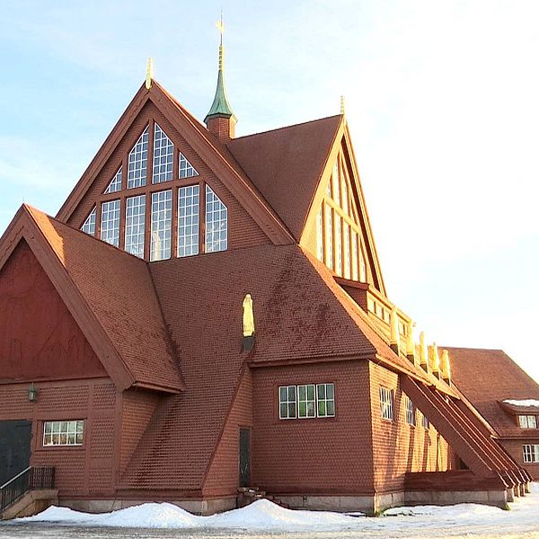 vybild under vintern över Kiruna kyrka