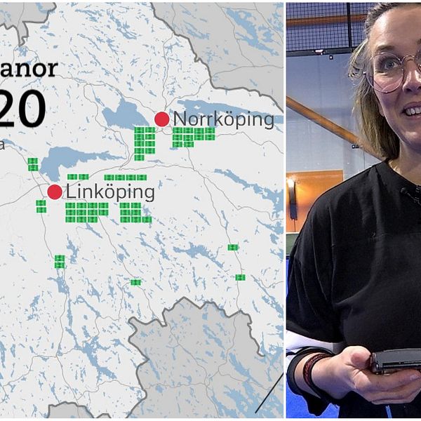 Karta över Östergötlands padelbanor och spelaren Ulrica Nordahl