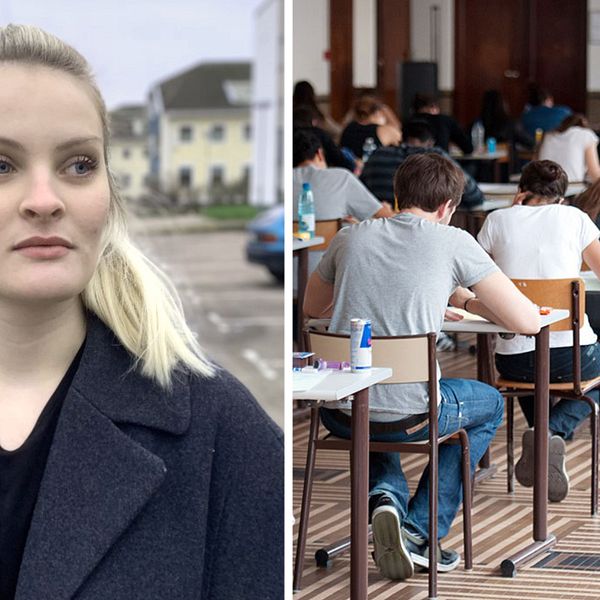Gabija Alisauskaite Nygren studerar samhällsförändring och social hållbarhet på Högskolan i Halmstad. Hon är kritisk till att vissa tentor måste skriva i salar och inte på distans.