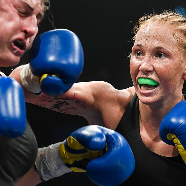 Patricia Berghult under en boxningsmatch i Nyköping 2016. Arkivbild.