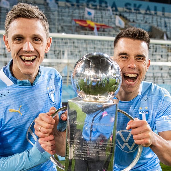 Malmö FF:s Sören Rieks och Jonas Knudsen.