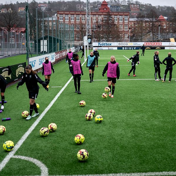 Göteborgs FC under en träning på Vallhalla IP.