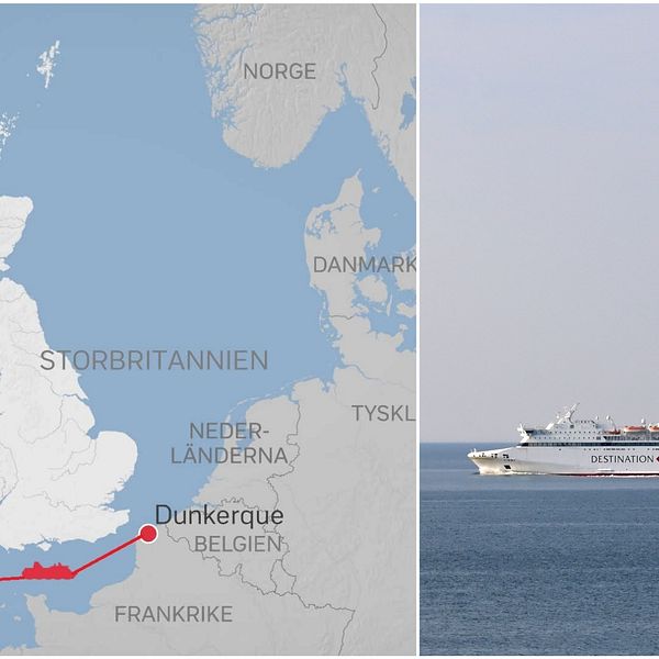 Karta över sträckan Dunkerque – Rosslare