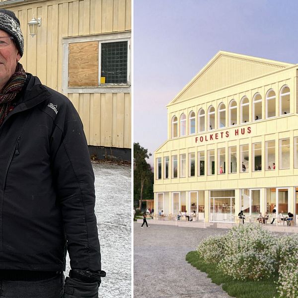 Knut Lindgren till vänster, upprustat Kulturhus till höger.