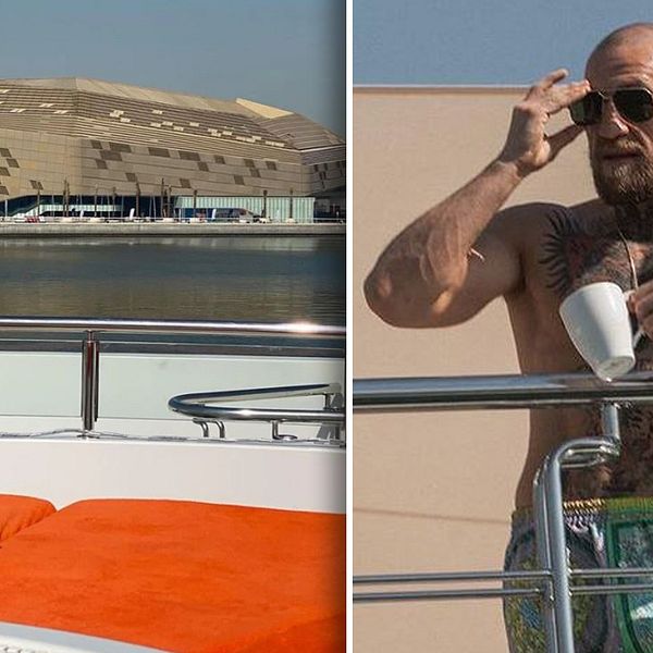 Conor McGregor bor just nu på en lyxyacht i Abu Dhabi precis utanför arenan där han fajtas i helgen.