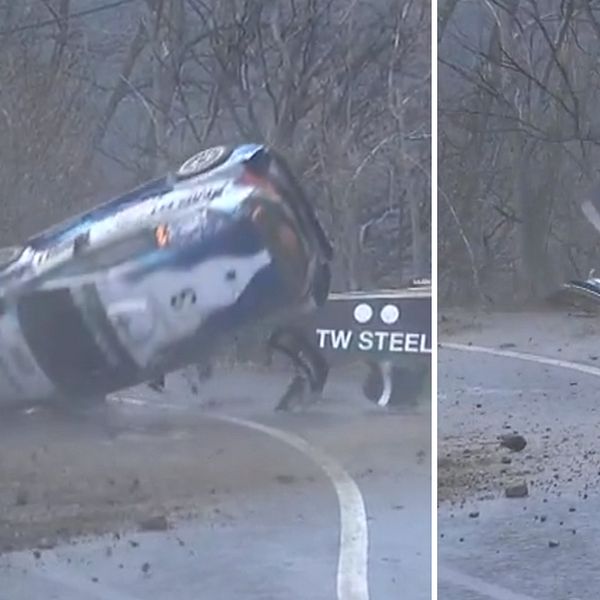 Teeme Suninen kraschade otäckt under den första sträckan av Monte Carlo-rallyt.