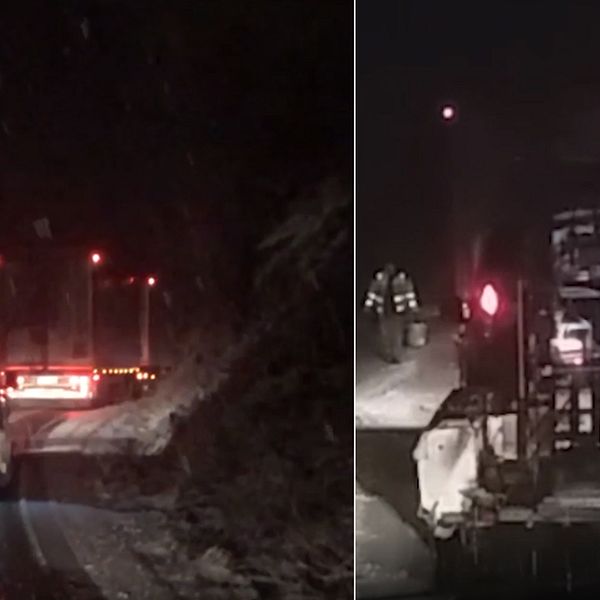 Flera lastbilar hade tvingades stanna när det inte gick att komma fram på väg 153 i Halland under onsdagskvällen.