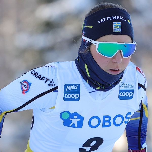 Johanna Hagström under damernas sprintkval i världscupen i Ulricehamn på lördagen