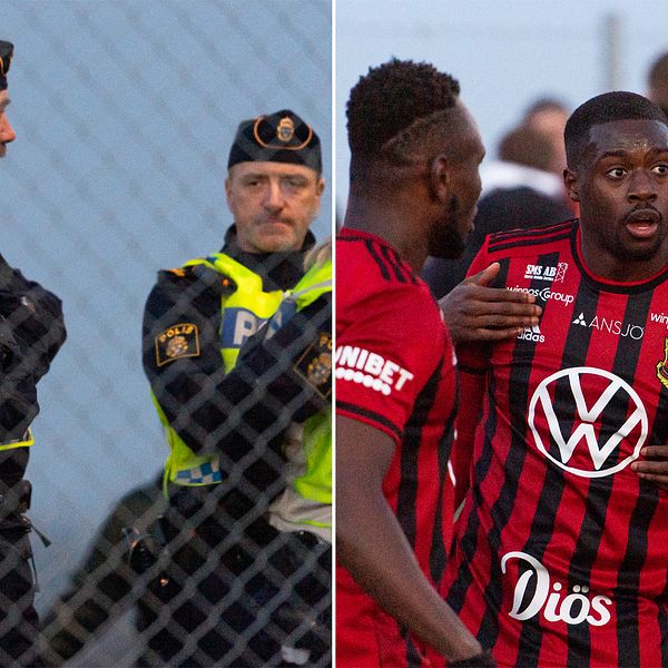 Poliser runt Landskrona-ÖFK-matchen och ÖFK-spelare.