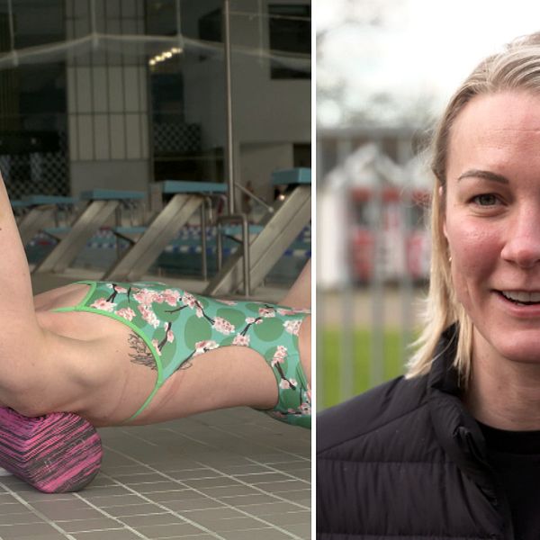 Sarah Sjöström tillbaks i simbassängen efter armågsskadan.