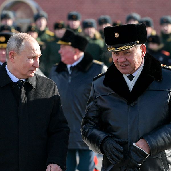 Rysslands president Vladimir Putin och försvarsminister Sergej Sjojgu i Moskva.