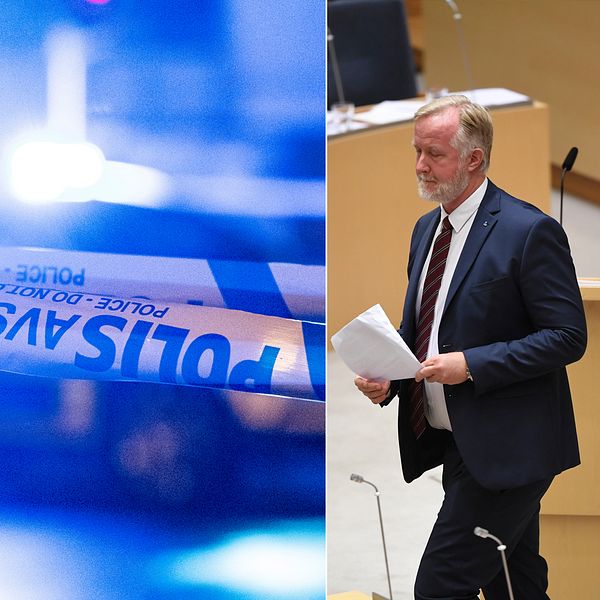 Johan Pehrson (L) och statsminister Stefan Löfven under en debatt i riksdagen.