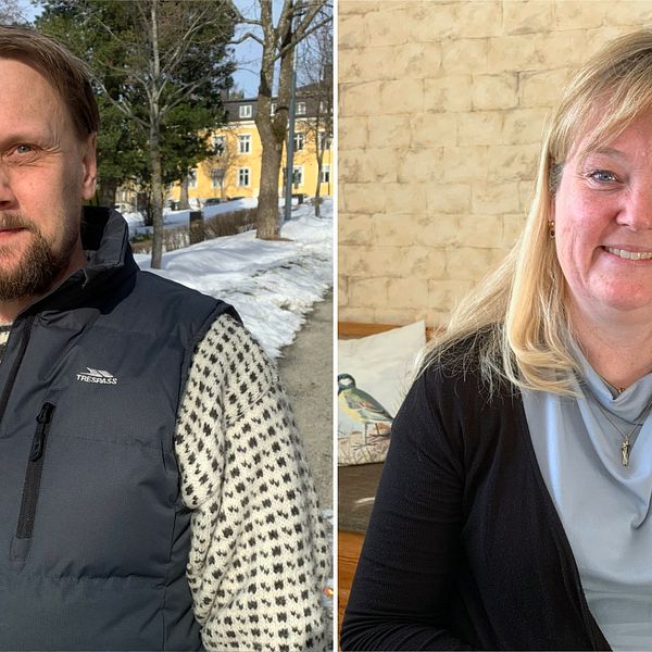 Erik Holmlund, pollenallergiker och Astma- och allergiförbundets andre vice ordförande Mikaela Odemyr.