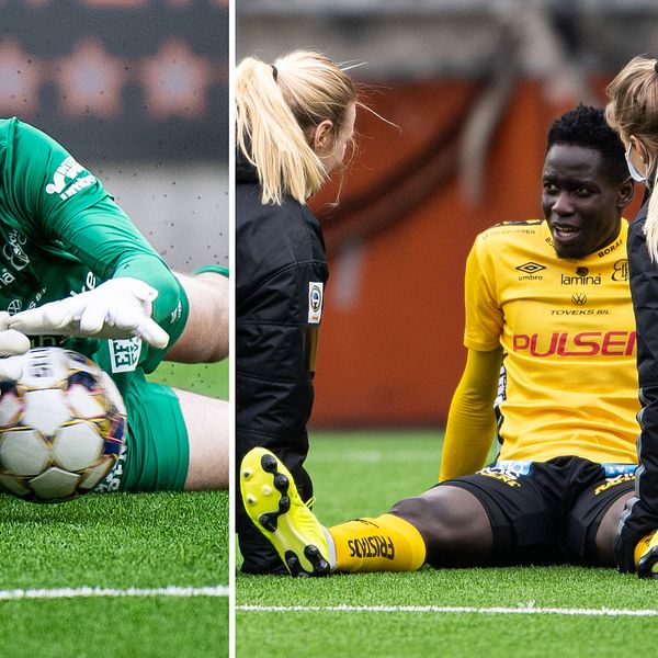 Elfsborgs Tim Rönning, till vänster, och Joseph Okumu skadade sig båda mot AIK.