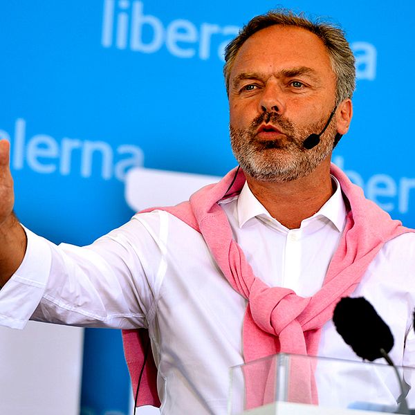 Folkpartiets partiledare Jan Björklund talade i Almedalen under politikerveckan i Visby på söndagen.