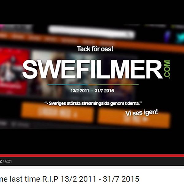Swefilmer meddelade nedläggningen via Youtube.