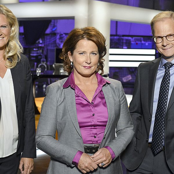 Programledare Camilla Kvartoft, Anna Hedenmo och Mats Knutsson.